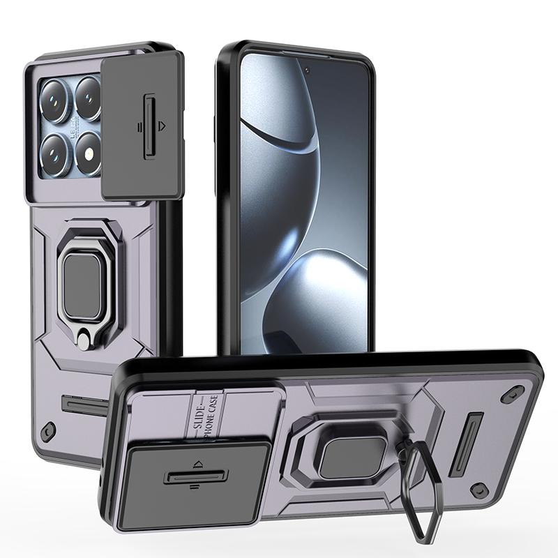 For Xiaomi 13T 14T Pro 5G Back Cover Shockproof Armor Ring Case Slide Camera Lens Protect Magnetic Stand Holder Phone Cases