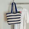 Striped Woven Basket Woven Bag Women's 2025 New Summer Seaside Vacation Beach Bag Large Capacity Portable Vegetable Basket