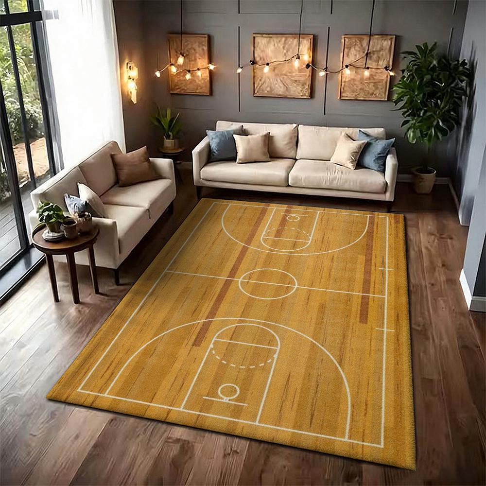 Wooden Basketball Court Indoor Rug Durable Stainresistant Easyclean Carpet For Bedroom Door Living Room Area Home Party Decor Birthday Gift