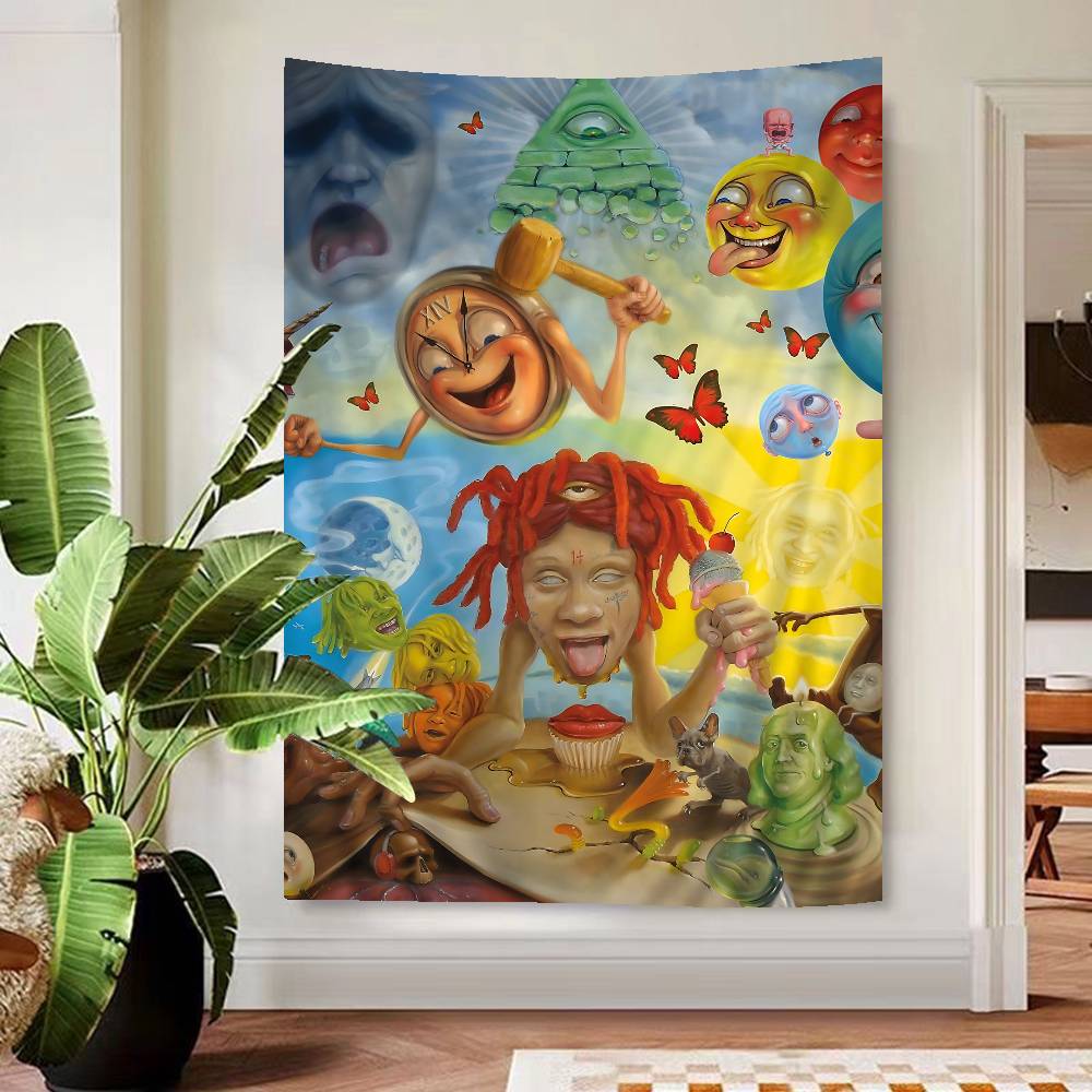 Trippie Rapper Singer Redd Colorful Tapestry Wall Hanging Bohemian Wall Tapestries Mandala Wall Hanging Sheets 74x94cm(29x37in)
