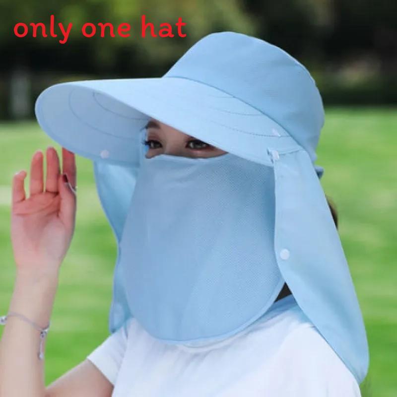 Summer Sun Protection Wide Brim Hat With Removable Face Cover For Outdoor Travel Adults
