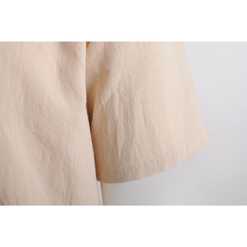 Men's Cotton Linen Shirt Short Sleeve Breathable Lightweight Solid Color Drawstring Hooded Shirts Casual Classic Simple Tops