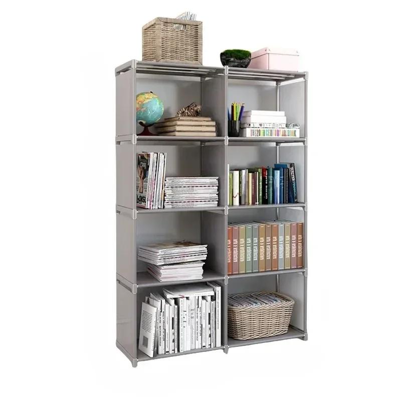 Simple Bookshelf Metal Storage Rack Assembled Living Room Shelf Multilayer Desktop Wall Shelf Save Space Book Organizer Bookcase