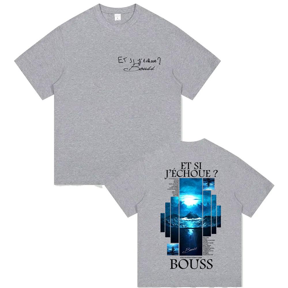 Rapper BOUSS ET SI JECHOUE  Tour 2026 Graphic T Shirt Mens Retro Hip Hop Short Sleeve Tshirts Pure Cotton Tshirt Streetwear