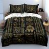 3Pcs Regal Egyptian Bedding Set, Vibrant Pattern of Ancient Art and Hieroglyphs Print Duvet Cover, Rich and Mysterious Vibe
