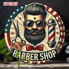 Barbershop Vintage HD Metall Wandkunst Retro Rundes Blechschild für Friseursalon Dekoration