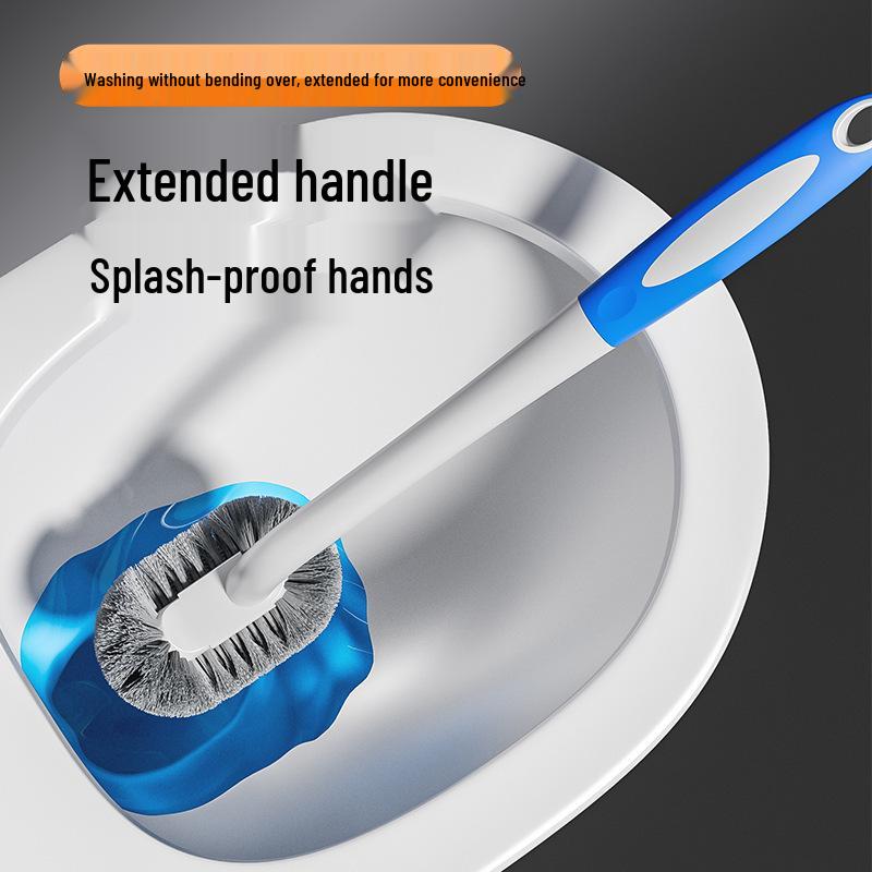 Wall-Mounted Long-Handled Toilet Brush with Soft Bristles & Groove Design