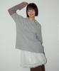SOME PLACE Mini Dot Color Asymmetrical Stripe Two-Way Layered T-Shirt [Gray]