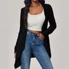 Amazon autumn and winter cross-border new European and American fashion women's solid color ribbed knitted cardigan cardigan long-sleeved sweater