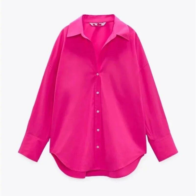 Fashion Casual Long Sleeve Office Shirt Women 2023 Multicolor Loose Simple Blouses Buttons Spring Autumn Lapel Ladies Tops 30443