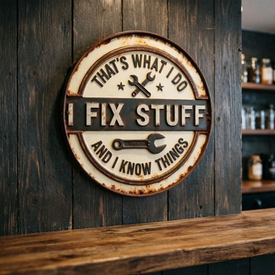 Metal Decorative Tag Vintage Garage Sign with Wrench Design Large Retro Distressed Wall Art for Bar Counters Tool Corners Man Cave Workshop Decor