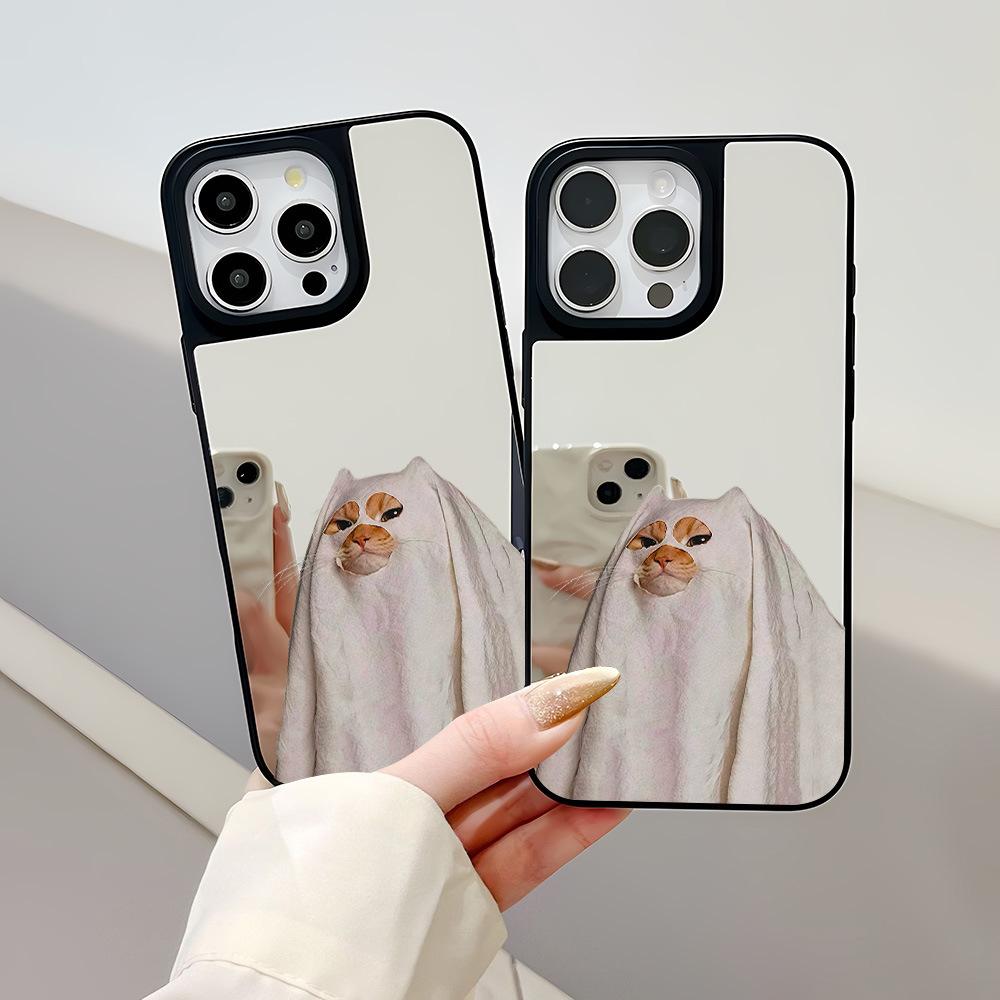 Halloween Headgear Kitten Suitable for Apple 17ProMax Mirror Mobile Phone Case 16pro Apple 15/14 Anti-drop 13
