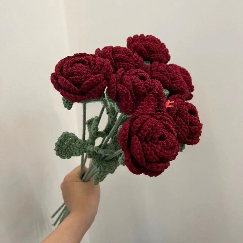 Crochet Rose Bouquet: TV Cabinet & Living Room Faux Floral Decor