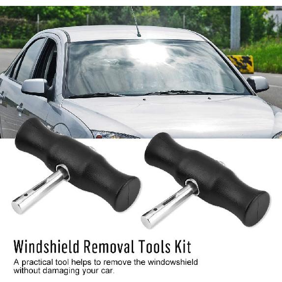 Windshield Removal Tools Kit, Universal Car Windshield Removal Tools Kit Windscreen Window Glass Cutting Wire W/Handles Line-type Broach for Car