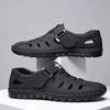 Herren Sommersandalen Bequeme Outdoor Atmungsaktive Freizeitschuhe 2024 Sommer Strandschuhe Flache Business Echtleder Sandalen