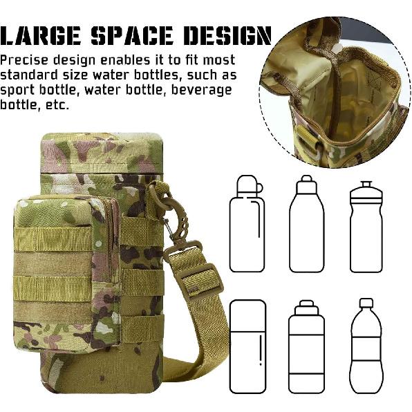 Tactical Water Bottle Pouch, Military Army Molle Water Pouches Carrier Holder for Hiking Camping Outdoor Sport Travel