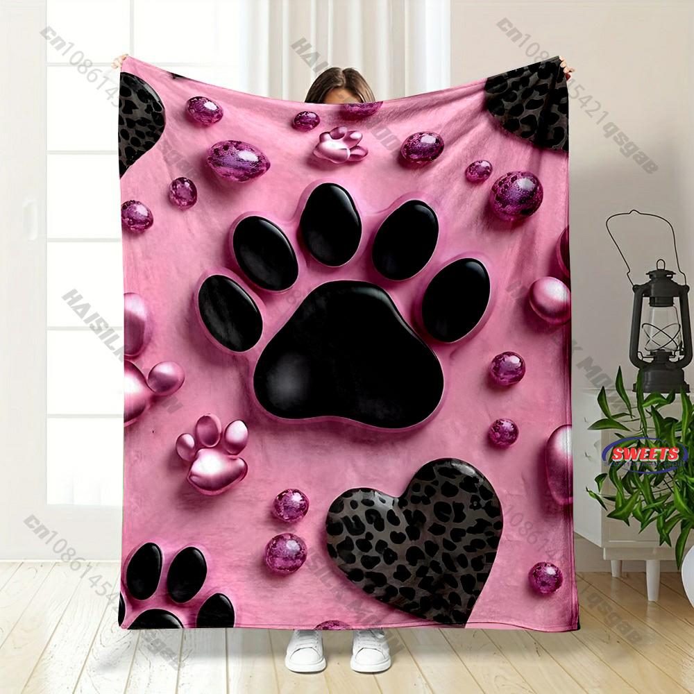 3D Cat Paw Theme Print Blanket for Boys Girls Adults,Soft Cozy Blanket for Home Bed Sofa, Xmas Holiday Birthday Gifts for Family