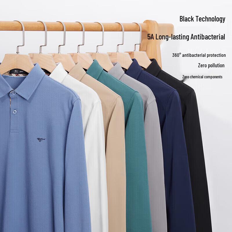 Seven Wolves Men's Autumn 5A Anti-bacterial Long Sleeve Polo T-Shirt