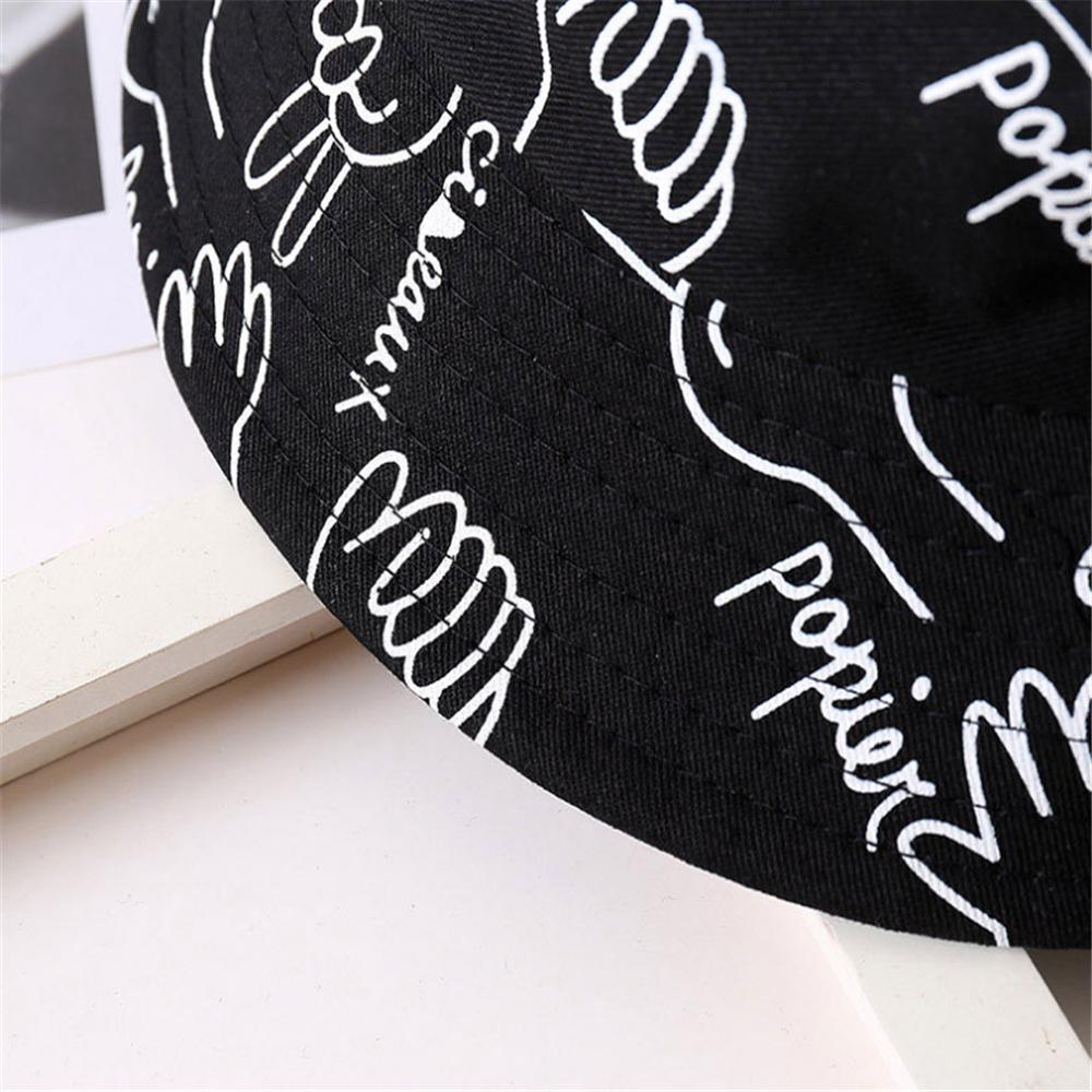 Cappello a Secchiello alla Moda da Donna Primavera Casual Outdoor Graffiti Cappello da Pescatore a Tesa Larga