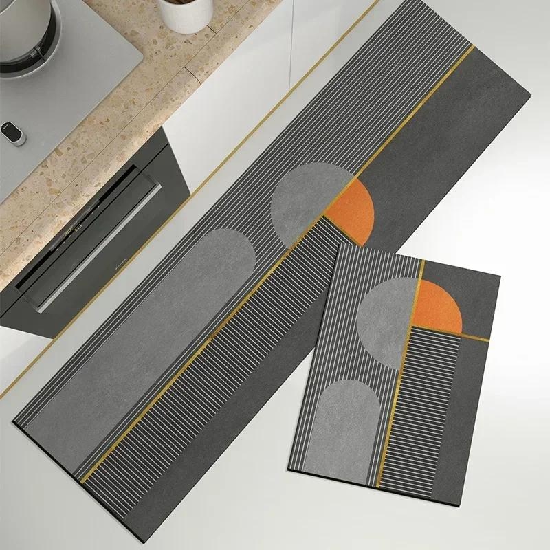 Kitchen Rugs Non-slip Waterproof Floor Mat Oil-proof Pvc Carpet Home Decoration Anti-slip Leather Rug  Alfombra De Cocina 