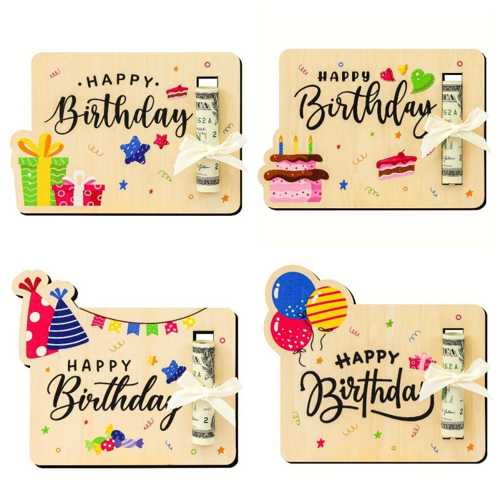 

4Pcs Fun Wooden Money Card Clip Creative Money Gift Cash Holder Birthday Money Clip New Year 4Pcs