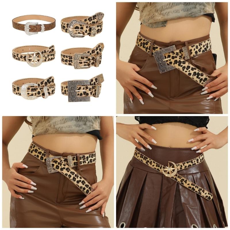 Blingbling Waist Belt for Street Dance Jean Belt Livehouse Punk Waist Chain Stunning Leopard Print Rhinestones