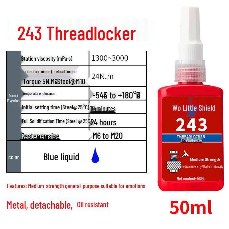 High Strength 243 High-Temp Oil-Resistant Screw Lock & Pipe Sealant