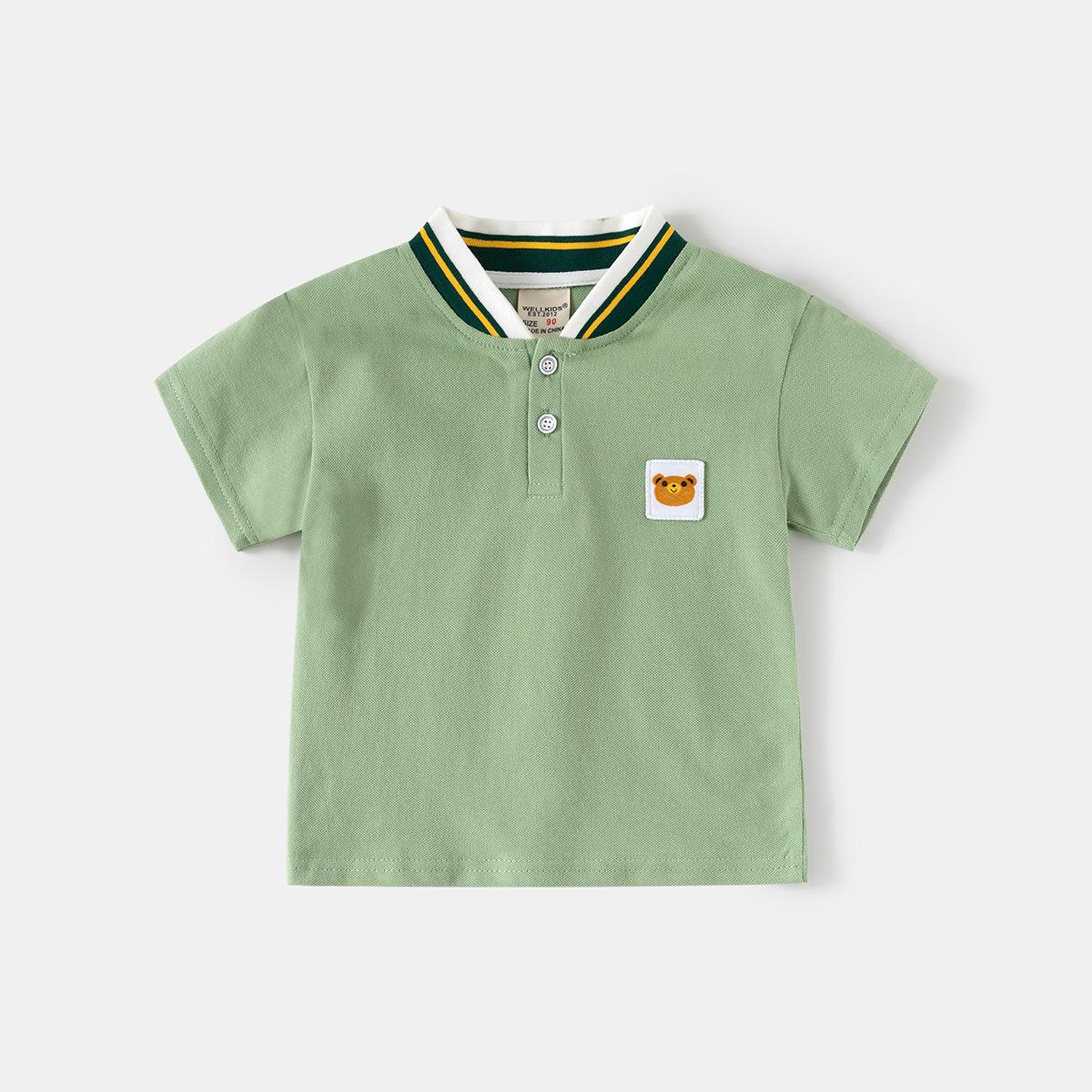 

Boys Summer Short Sleeve POLO Shirt Belly Cover Stand-Up Collar Top Children s Baby Cotton Cartoon Thin T-Shirt 130cm
