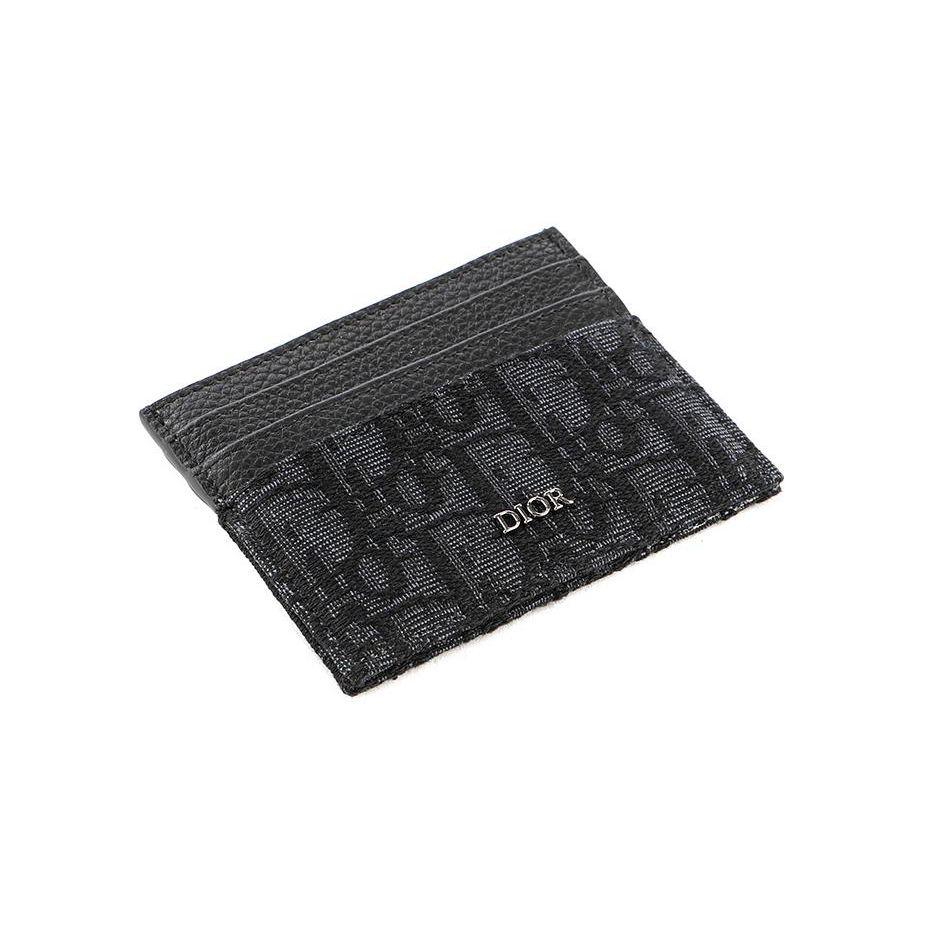 Dior Embroidered Classic Monogram Print Open Card Holder Men Card Holder Black 2ESCH135YSE_H03E