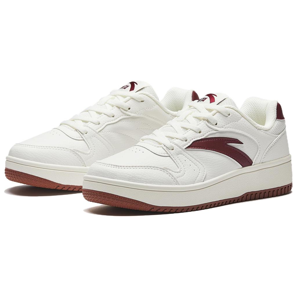 New Anta Original Year Slip Resistant Height Increasing Low top Skateboard Shoes Women's White Red 122538034R-7