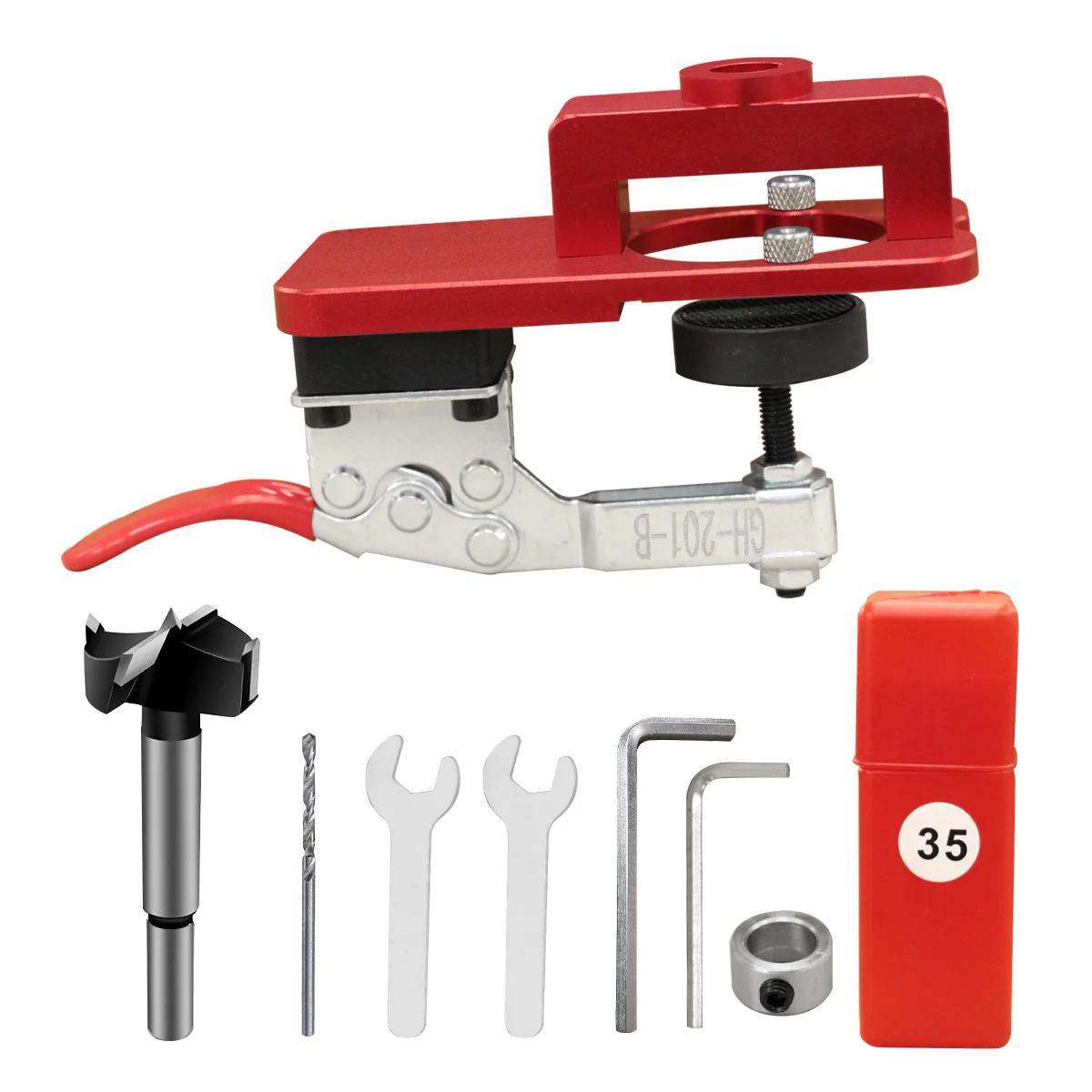 

Woodworking Hole Drilling Guide Locator 35mm Hinge Boring Jig with Fixture Aluminum Plastic Hole Opener Template Door Cabinets 1pc