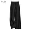 Pantalon de costume d'affaires drapé taille haute pour femme