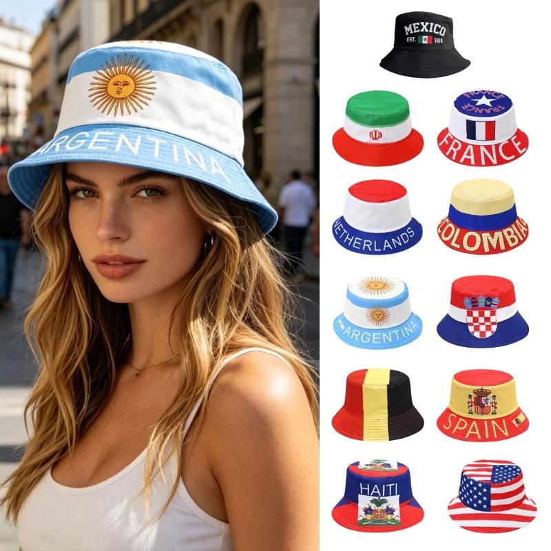 Comfortable Breathable Polyester Fisherman Hat Flag Print Fisherman Hat Suitable for Sport Fans and Outdoor Event