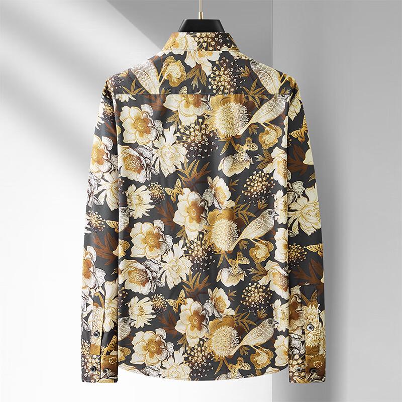 Men's Plus Size Floral Long Sleeve Casual Shirt