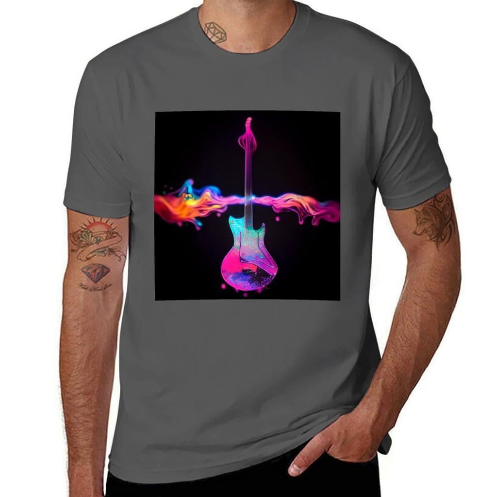 Radioactive Guitar On Colors TShirt Casual Fashion Print Tee Top