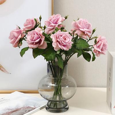 Artificial Rose with Green Leaves Realistic Fake Flower Stem Home Office Wedding Party Indoor Outdoor Faux Bloom Table Centerpiece Decoration