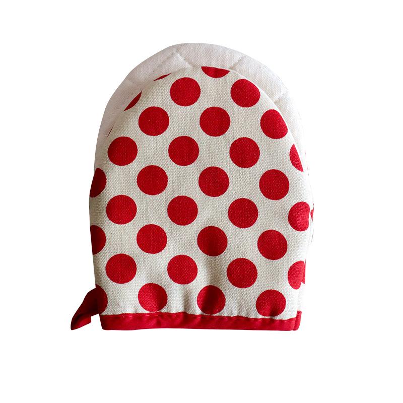 1PCS Kitchen Baking Oven Gloves High Temperature Resistant Thicken Cotton Dot Stripe Hanging Home Gloves for BBQ Baking Cooking