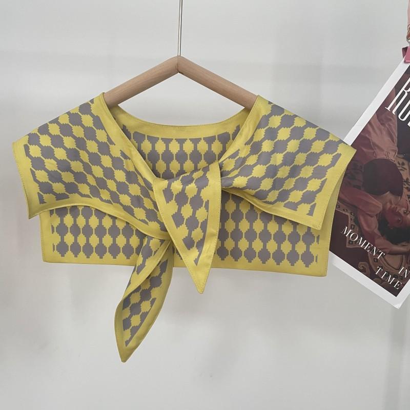 Summer Thin Fake Collar Small Silk Scarf Women'S Korean Version Of Versatile Ins Trendy Shirt With Vest T-Shirt With Shoulder Shawl Autumn