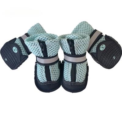Zapatos de verano transpirables para mascotas, zapatos de malla suave para caminar al aire libre con cremallera para mascotas, botas reflectantes de seguridad nocturna