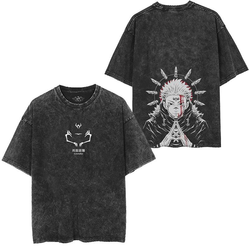 Cartoon Spell Battle Oversized Retro 3D Printed Loose Large Round Neck Cotton Short Sleeve T-Shirts Men’s