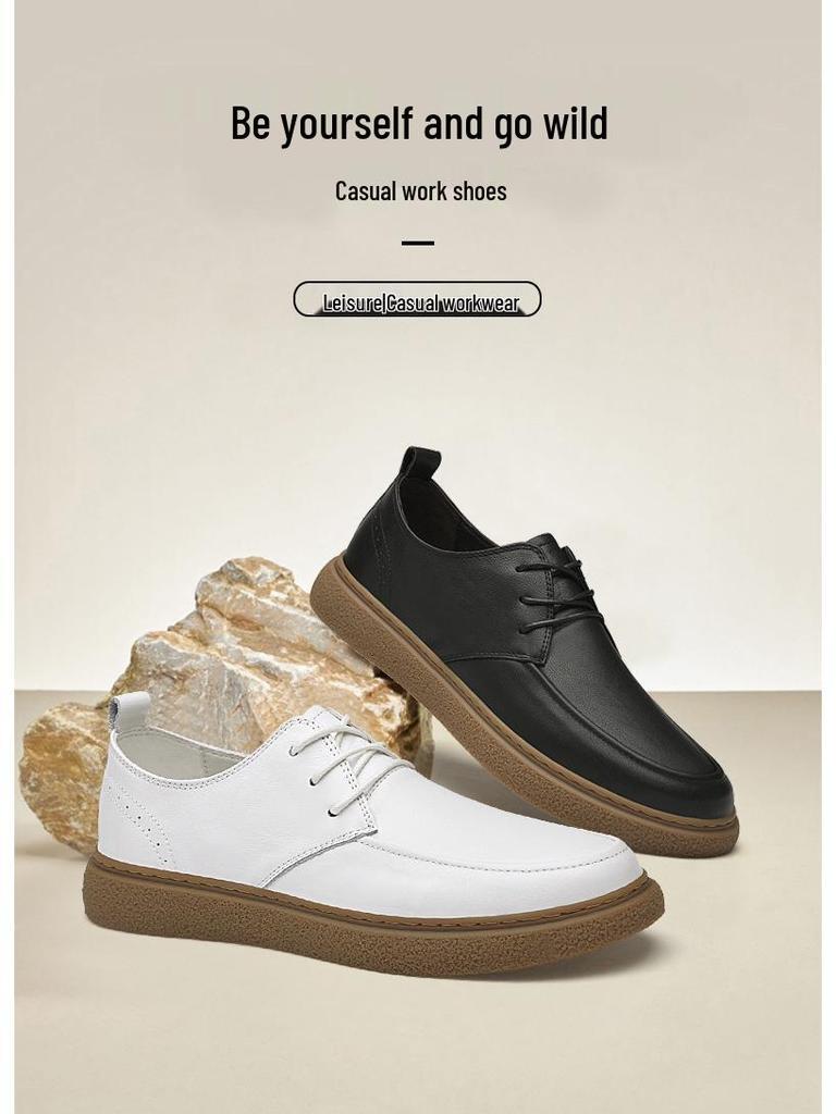 Pánské bílé ležérní skate boty s vrchní částí z pravé kůže a šlachovitými podrážkami