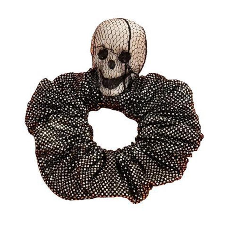 

Punk Skull Scrunchies Cool Dark Series Hairbands Elastic Hairtie Halloween Theme Rubber Hair Rope Festival Accessories 1