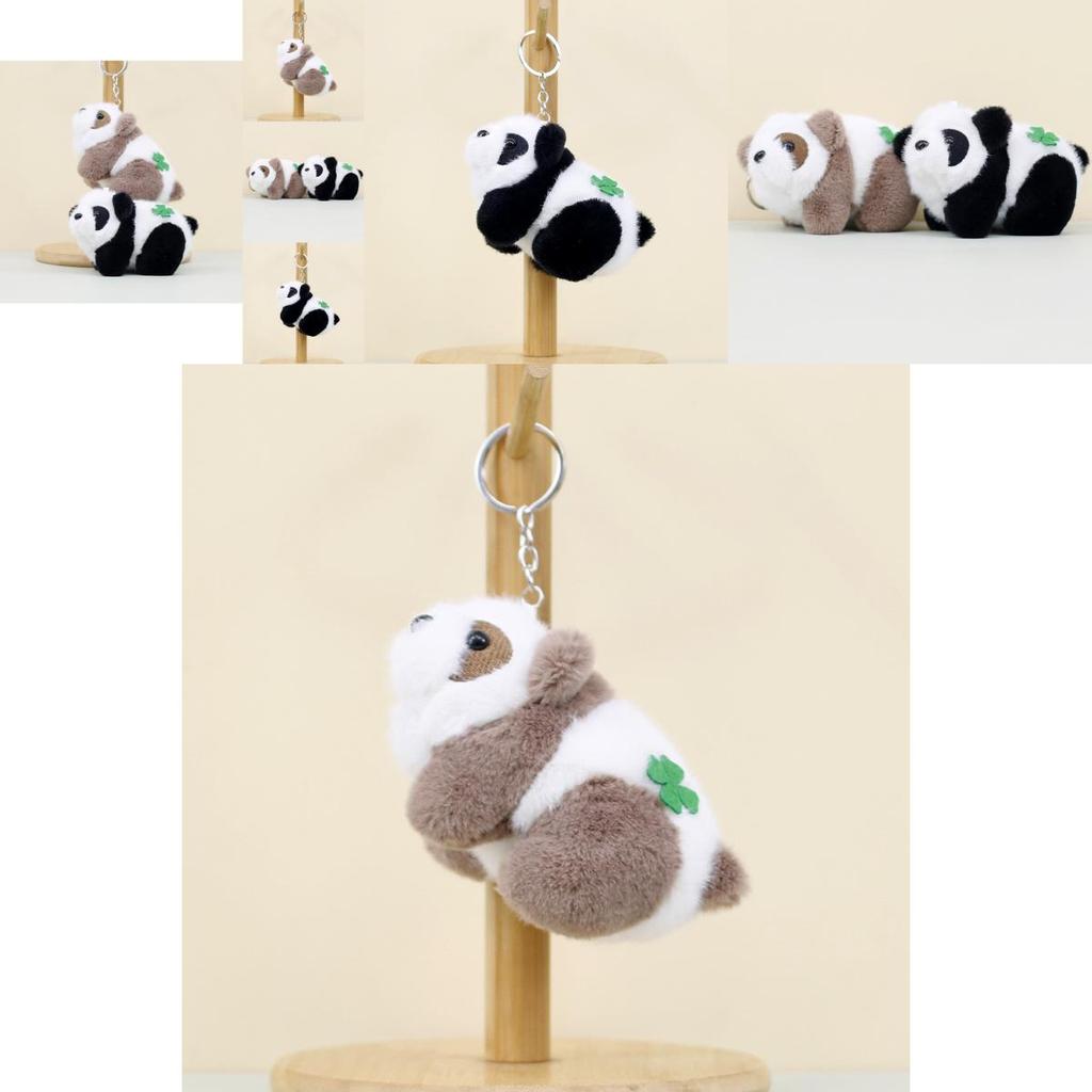 Adorable Realistic Panda Plush Keychain Stuffed Animal Souvenir With Short Plush