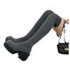 Fashion Women's New Spring Autumn Elastic Socks Boots Long Tube Over Knee Thick Heel Slimming Knit Socks Shoes Polyurethane Sole Rubber