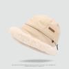 Windproof Fluffy Fur Bucket Hat Warm Winter Fisherman Hat Creative Plus Velvet Panama Hat  Woman