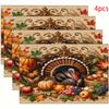 4pcs Thanksgiving Elements Fashionable Linen Placemats, Restaurant Heat Resistant, Placemats, Home Table Decoration Kitchen