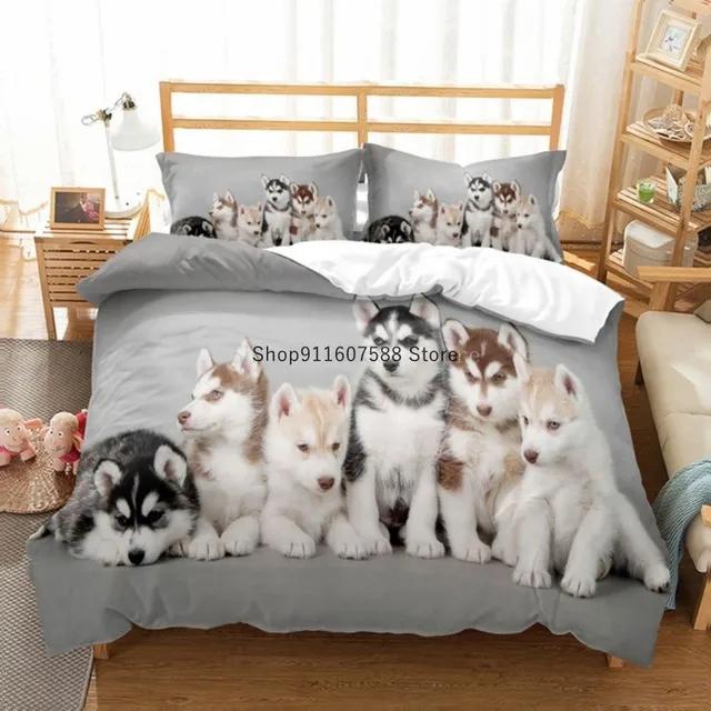Djur Hund Husky Påslakan Vuxna Barn Hemtextil Söta Sängkläder 2/3 Sängklädesset Dubbelsäng King Full Size Dekor Hem
