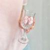 Nordic Style Court Goblet Niche Design Bow Decoration Glass Simple Household Whisky Glass Beverage Juice Dessert Cup Drinkware