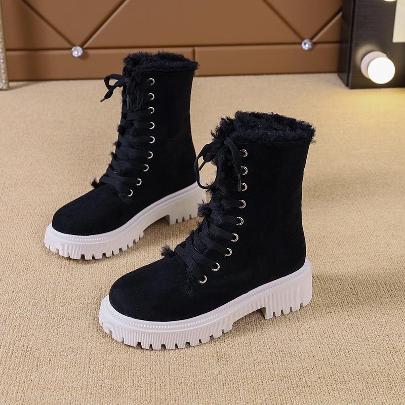 Bottes Femme Automne Hiver 2024 Nouveau Style Britannique Bout Rond Semelle Épaisse Chevalier Bout Rond Chelsea Botines De Mujer