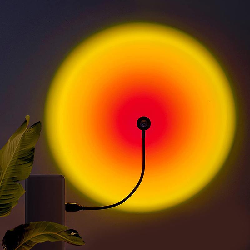 Kerokuru USB Sunset Light Lamp Self Photography Light LED Rainbow Neon Night Light Projector Photography Wall Atmosphere Light